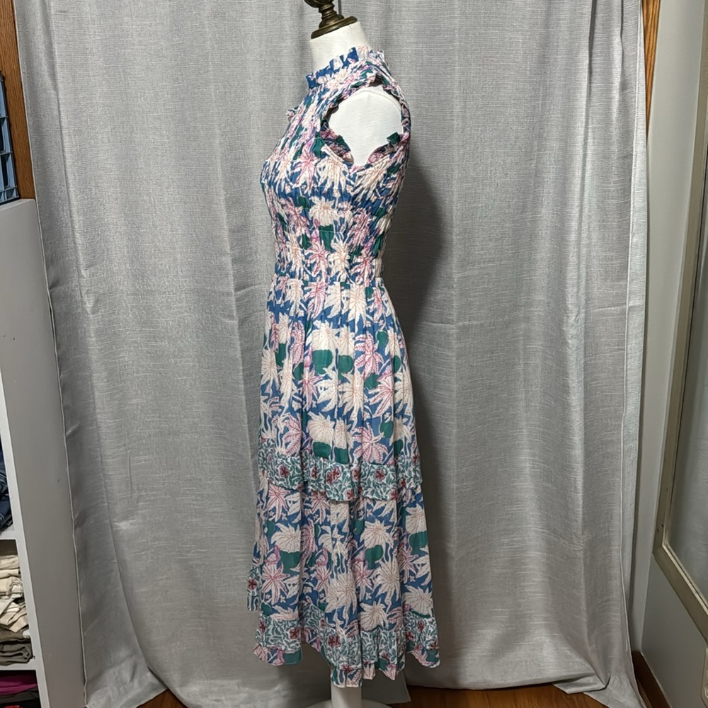 Oliphant brand Dress-XS-Floral-Sleeveless-Cotton-Maxi-Lined-Blue/Pink/Green-EUC - Picture 7 of 16